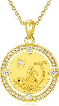 wholesale Gold-Plated 925 Sterling Silver Dolphin & Sun&Moon Pendant Necklace for Women-Mermaid and Dolphin Necklace