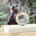 wholesale 925 Sterling Silver Koala Bear Locket Necklace with Crystal Glass and Leaves Charm Pendant Gifts for Women Girls Birthday Christmas Anniversary Present Idea-0-4