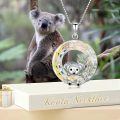 wholesale 925 Sterling Silver Koala Bear Locket Necklace with Crystal Glass and Leaves Charm Pendant Gifts for Women Girls Birthday Christmas Anniversary Present Idea-0-4