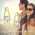 wholesale 14K Gold Heart Shaped Cubic Zirconia Stud Earrings for Women-0-4