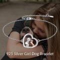 wholesale 925 Sterling Silver Heart Pendant With Girl Dog Enamel Charm Bracelet-0-4