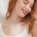 wholesale 925 Sterling Silver Rabbit Pendant Necklace With Blue Opal Stone-0-3