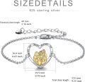 wholesale 925 Sterling Silver Heart-Shaped Friendship Bracelet with 3D Girls Hugging Charm and Cubic Zirconia Stones - Always my sister forever my friend-0-5