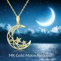 wholesale 14K Gold Celtic Moon & Stars Pendant Necklace with Cubic Zirconia - Irish Jewelry for Women-0-5