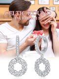 wholesale 925 Sterling Silver Celtic Knot Dangle Hoop Earrings with Cubic Zirconia for Women Gifts-0-1