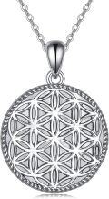 wholesale Sterling Silver Flower of Life Pendant with Abalone Shell Mother of Pearl Turquoise Black Onyx-0-12