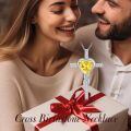 TOUPOP Sterling Silver Citrine Cross Pendant Necklace For Women-0-2