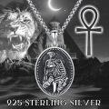 wholesale 925 Sterling Silver Ancient Egypt Jewelry Set - Anubis & Ankh Pendants with Black Enamel and 34 Box Chain for Men Women (Set)-0-6
