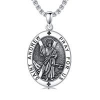 wholesale 925 Sterling Silver Archangel Michael Pendant Necklace Wholesale With Chain-K Saint Andrew Necklace