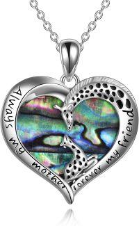 wholesale 925 Sterling Silver Abalone Shell Heart Giraffe Pendant Necklace for Women Mom Daughter Gift-abalone