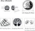 wholesale 925 Sterling Silver & Black Stone Viking Runes Stud Earrings with Tree of Life Nordic Symbol for Men Women-0-4