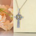 wholesale 925 Sterling Silver Celtic Knot Cross Pendant Necklace with Cubic Zirconia Accent for Women and Men - Religious Christian -0-1