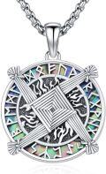 wholesale 925 Sterling Silver Celtic Knot Pendant with Abalone Shell Inlay and Rune Design Necklace for Women & Men Irish Jewelry -0-0