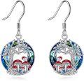 wholesale TOUPOP Valentine's Day Gifts For Her Mushroom Earrings Jewelry Sterling Silver Tree Of Life Earrings With Blue Crystal Jewelry For Women Wife Birthday -0-0