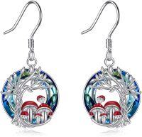 wholesale TOUPOP Valentine's Day Gifts For Her Mushroom Earrings Jewelry Sterling Silver Tree Of Life Earrings With Blue Crystal Jewelry For Women Wife Birthday -undefined