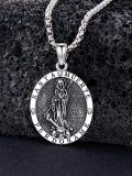 wholesale 925 Sterling Silver Santa Muerte Triple Moon Witch Knot Skull Cowboy Pendant Necklace-0-2