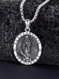 wholesale 925 Sterling Silver Santa Muerte Triple Moon Witch Knot Skull Cowboy Pendant Necklace-0-2
