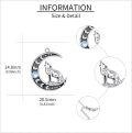 wholesale 925 Sterling Silver Moon Howling Wolf Pendant Necklace with Gemstone s for Women Girls-0-3