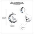 wholesale 925 Sterling Silver Moon Howling Wolf Pendant Necklace with Gemstone s for Women Girls-0-3