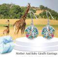 wholesale 925 Sterling Silver Giraffe & Flowers Abalone Shell Drop Earrings for Women-0-2