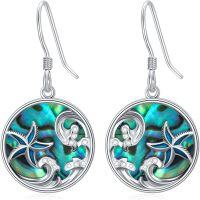 wholesale 925 Sterling Silver Abalone Shell Starfish & Wave Drop Earrings for Women - Beach  Set-Starfish