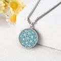 wholesale 925 Sterling Silver Round Flower of Life Blue Stone Pendant Necklaces for Women and Men-0-2