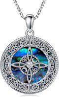 wholesale 925 Sterling Silver Round Celtic Knot Abalone Shell Star Pendant Necklace for Women-0-0