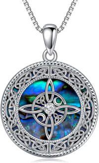 wholesale 925 Sterling Silver Round Celtic Knot Abalone Shell Star Pendant Necklace for Women-Witches Knot-2