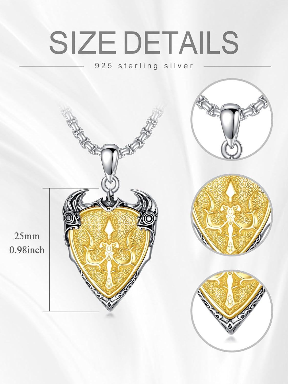 925 Sterling Silver Shield Triskele Pendant with Chain - Greek Mythology Jewelry for Men & Women-0-1