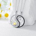 wholesale S925 Sterling Silver Yin Yang Necklace with Black & White Cubic Zirconia Pendant-0-1