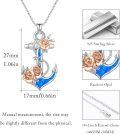 wholesale 925 Sterling Silver Anchor Pendant Necklace with Blue Opal and Rose Charms s for Women-0-5
