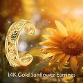 wholesale 14k Gold Sunflower Clip Earrings Floral Leaf Adjustable Ear Cuff For Women-0-2