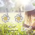 wholesale 925 Sterling Silver Daisy Flower Leverback Dangle Hoop Earrings Wholesale for Women Christmas Gifts-0-5