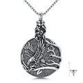 TOUPOP Sterling Silver Oxidation Eagle Urn Necklace Cremation Jewelry-0-0