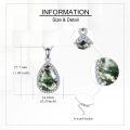 wholesale 925 Sterling Silver Green Moss Agate Teardrop Pendant Necklace with Cubic Zirconia Halo for Women-0-2