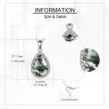 wholesale 925 Sterling Silver Green Moss Agate Teardrop Pendant Necklace with Cubic Zirconia Halo for Women-0-2