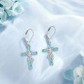 wholesale 925 Sterling Silver & Turquoise Stethoscope Cross Dangle Earrings for Medical Professionals-0-3
