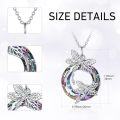 wholesale 925 Sterling Silver Rainbow Crystal Butterfly Pendant Necklaces for Women Gifts-0-2