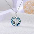 wholesale 925 Sterling Silver Angel Cat Blue Crystal Pendant Necklace s for Women-0-2