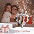 wholesale 925 Sterling Silver Heart-Shaped Sister and Friend Pendant Necklace with CZ Stones - Always My Sister Forever My Friend (18 + 2 inch)-0-1