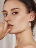 wholesale 925 Sterling Silver Platinum Plated Blue Opalite Chain Link Drop Earrings-0-1