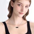 wholesale 925 Sterling Silver Crescent Moon Star Constellation Black Onyx Two Tone Pendant Necklace-0-1