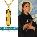 wholesale 925 Sterling Silver Gold Plated Religious Saint Black Onyx Pendant Necklace-0-4