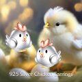 wholesale 925 Sterling Silver Chick Stud Earrings - Cute Bird Jewelry for Women and Girls-0-3
