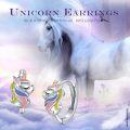 wholesale 925 Sterling Silver Unicorn Huggie Hoop Earrings for Women Colorful Enamel Animal Ear Cuff  Ideas-0-1