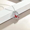 wholesale 925 Sterling Silver Red Enamel Cardinal Heart Pendant Necklace - Angel Sympathy Jewelry for Women-0-2