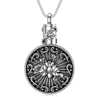 TOUPOP 14K Gold Lotus Stone Urn Necklace for Ashes Memorial Jewelry with Funnel-undefined