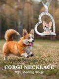wholesale 925 Sterling Silver Corgi in Heart Pendant Necklace for Women - Cute Animal -0-1