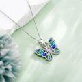 wholesale 925 Sterling Silver Blue Green Abalone Shell Butterfly Pendant Necklace for Women-0-2