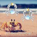 wholesale 925 Sterling Silver Starfish Stud Earrings with Blue Stone and Gold Accents-0-1